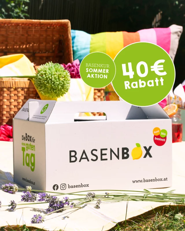 SOMMERZEIT = RESET-ZEIT 🌞💚

Du möchtest den Sommer nutzen, um wieder in Deine Kraft zu kommen?
Mehr Leichtigkeit, bessere Verdauung, klarere Haut, erholsamer Schlaf? Dann kommt jetzt Deine Gelegenheit:

40 € Rabatt auf unsere Basenkur ab 10 Tagen – mit dem Code: sommer25
(der größte Rabatt des Jahres!)

Unsere Basenkur ist wie ein Detox zum Genießen:
✨ Täglich frisch gekocht
✨ 3 Gerichte: Frühstück, Mittagessen, Abendessen
✨ 100 % bio, vegan, glutenfreie Zutaten & basisch
✨ Lieferung direkt zu Dir nach Hause (Wien & Umgebung)
✨ Kein Kochen, kein Einkaufen – einfach starten

Gönn Dir diesen liebevollen Neustart.
Dein Körper wird es Dir danken.

www.basenbox.life